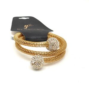 Gennaro Gold Mesh Coil Bracelet with Crystal Accents